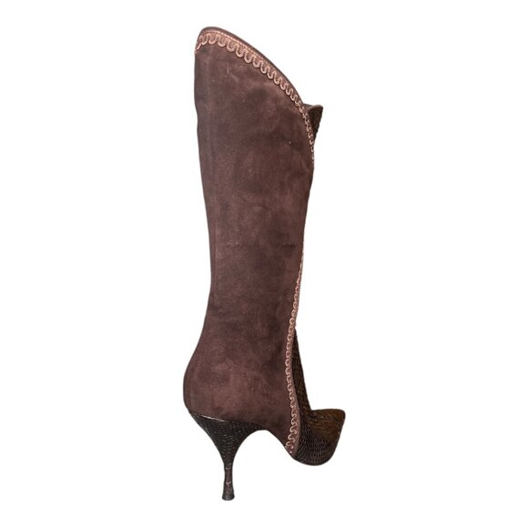 Cesare Paciotti Italian Python Suede Boots Heels EU 40 Womens Shoes New in Box - Picture 5 of 13